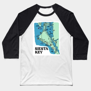 Siesta Key Florida Map Art Baseball T-Shirt